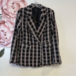 Fate Boucle Tweed-Like Chanel-Style Black, gold, mauve Blazer NWT Small